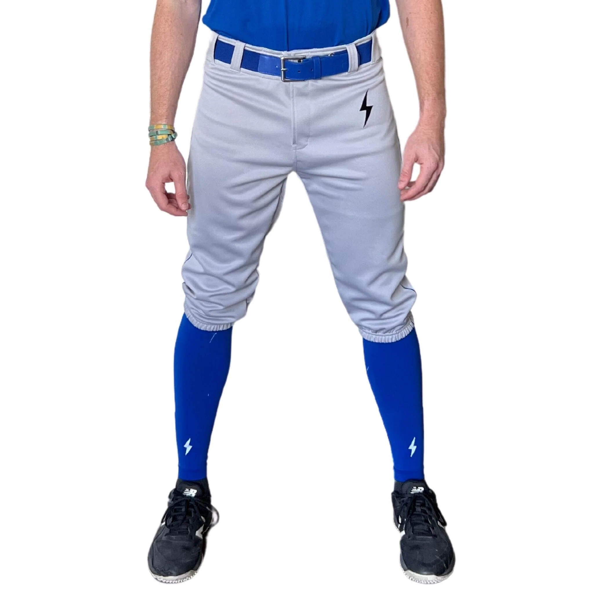 BRUCE BOLT Premium Pro Baseball Knicker - GREY w/ Royal - LLBeanoutlets