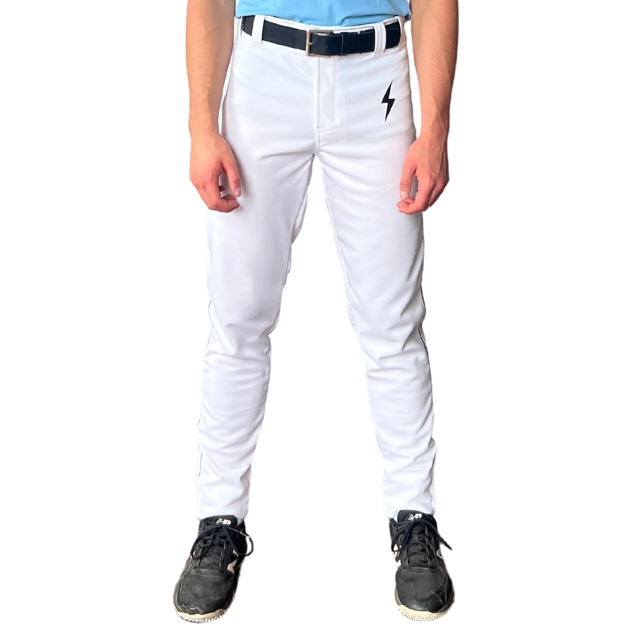BRUCE BOLT Premium Pro Baseball Pant - WHITE w/ Black Piping - LLBeanoutlets