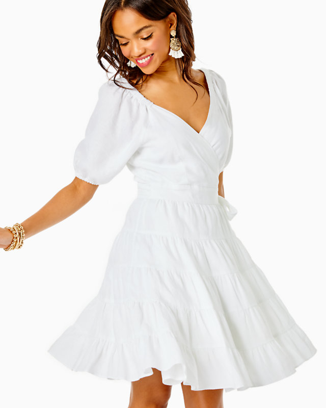 Iralee Linen Wrap Dress - LLBeanoutlets