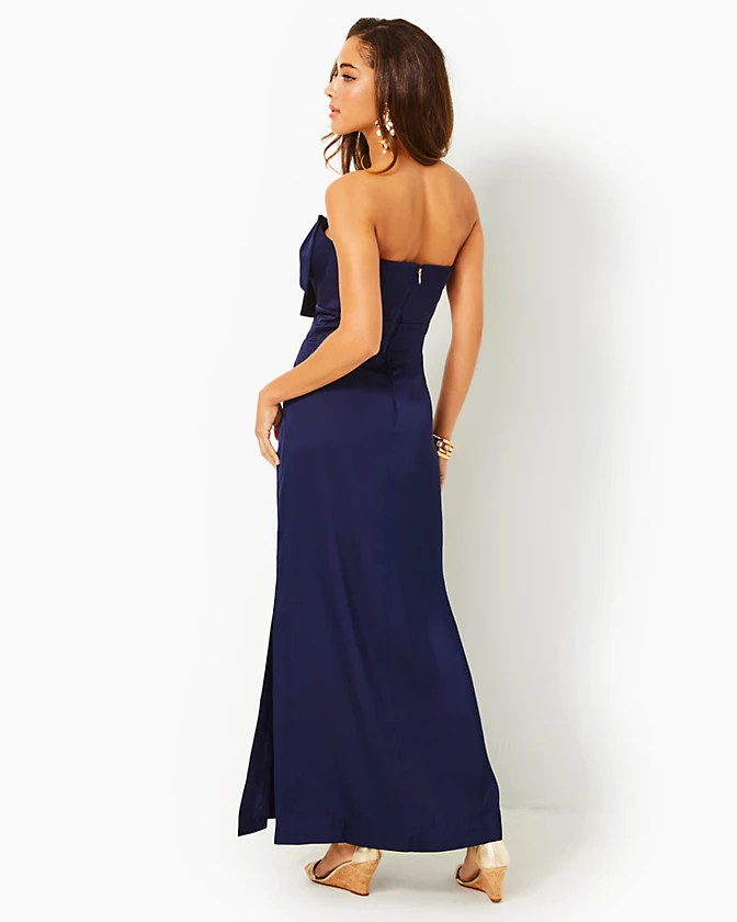Carlynn Satin Maxi Bow Dress - LLBeanoutlets