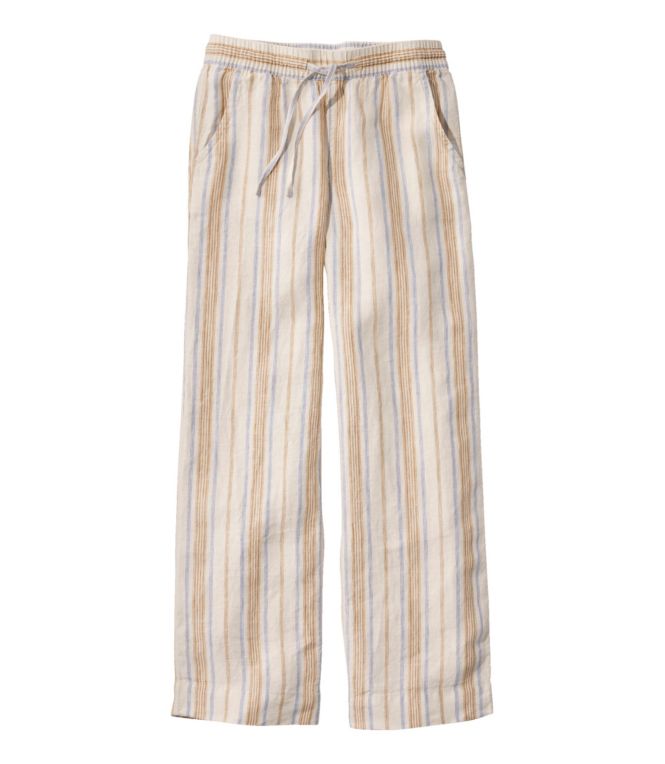 Women's Premium Washable Linen Pull-On Pants, Stripe - LLBeanoutlets