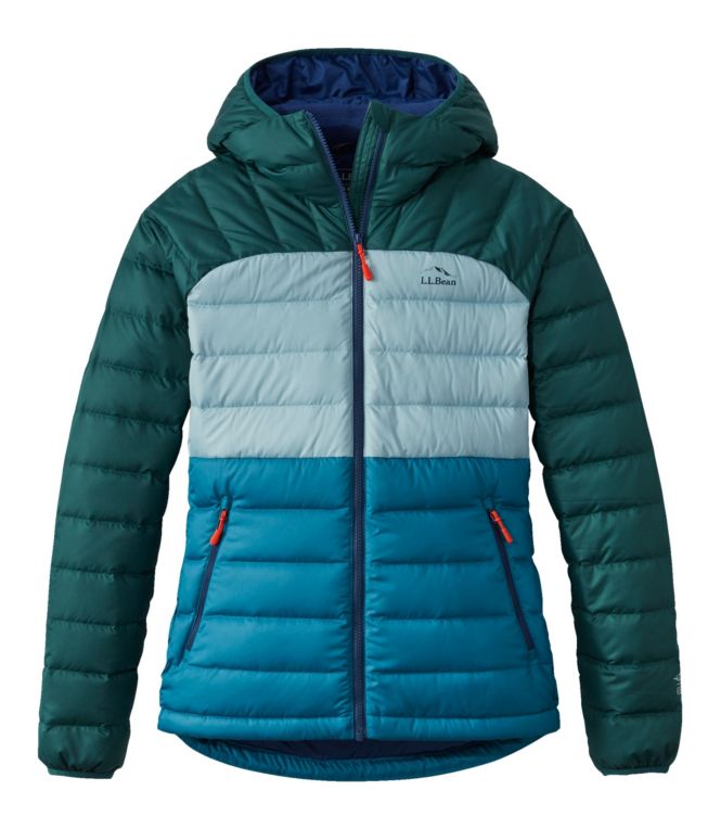 Women's Bean's Down Hooded Jacket, Colorblock - LLBeanoutlets