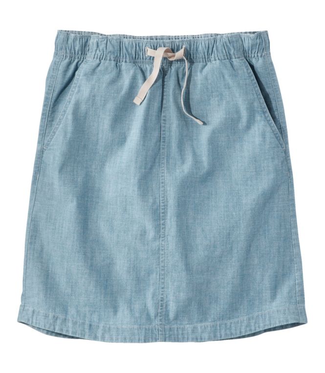 Women's Lakewashed Pull-On Skirt, Mid-Rise Chambray - LLBeanoutlets