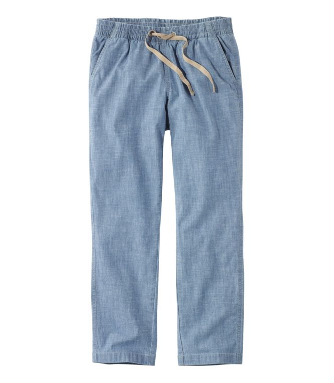 Women's Lakewashed Pull-On Chinos, Mid-Rise Chambray Ankle Pants - LLBeanoutlets