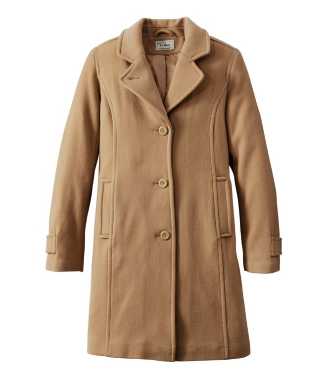 Women's Classic Lambswool Polo Coat, Three-Quarter - LLBeanoutlets