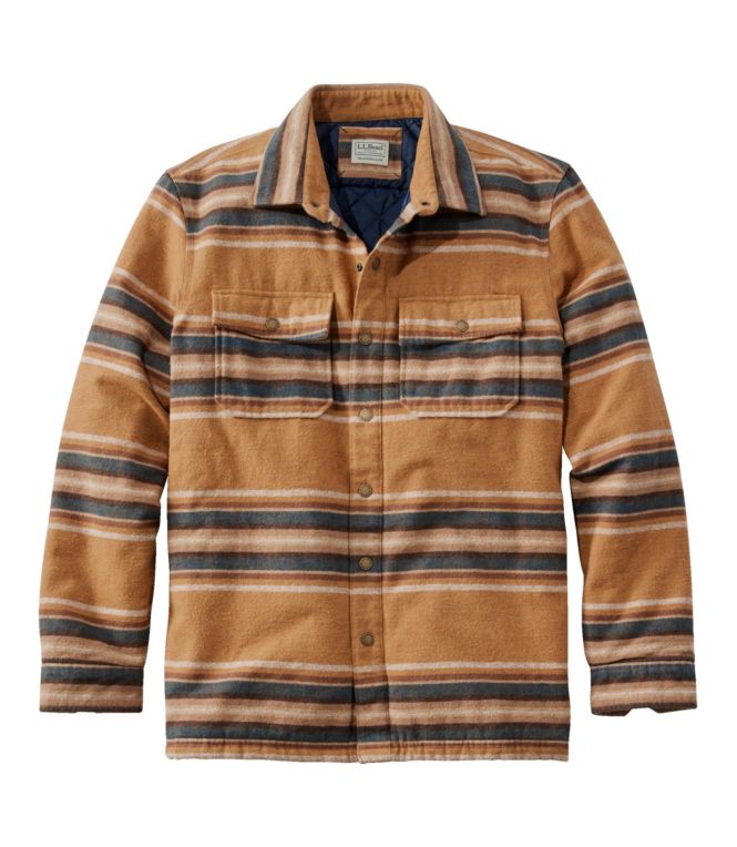 Men's PrimaLoft Lined Chamois Shirt Jac, Traditional Untucked Fit, Stripe - LLBeanoutlets