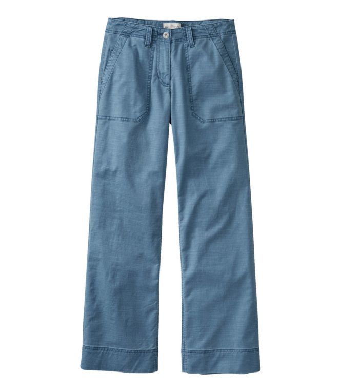 Women's Signature Cotton/TENCEL Utility Pants, Mid-Rise Wide-Leg Ankle-Length - LLBeanoutlets