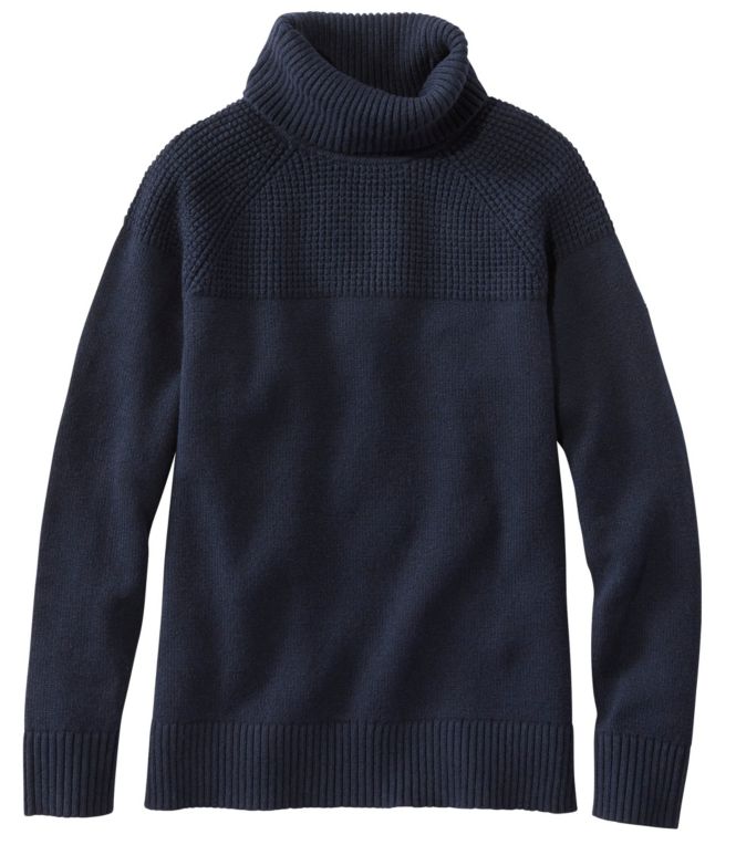 Women's All-Day Waffle Sweater, Turtleneck - LLBeanoutlets