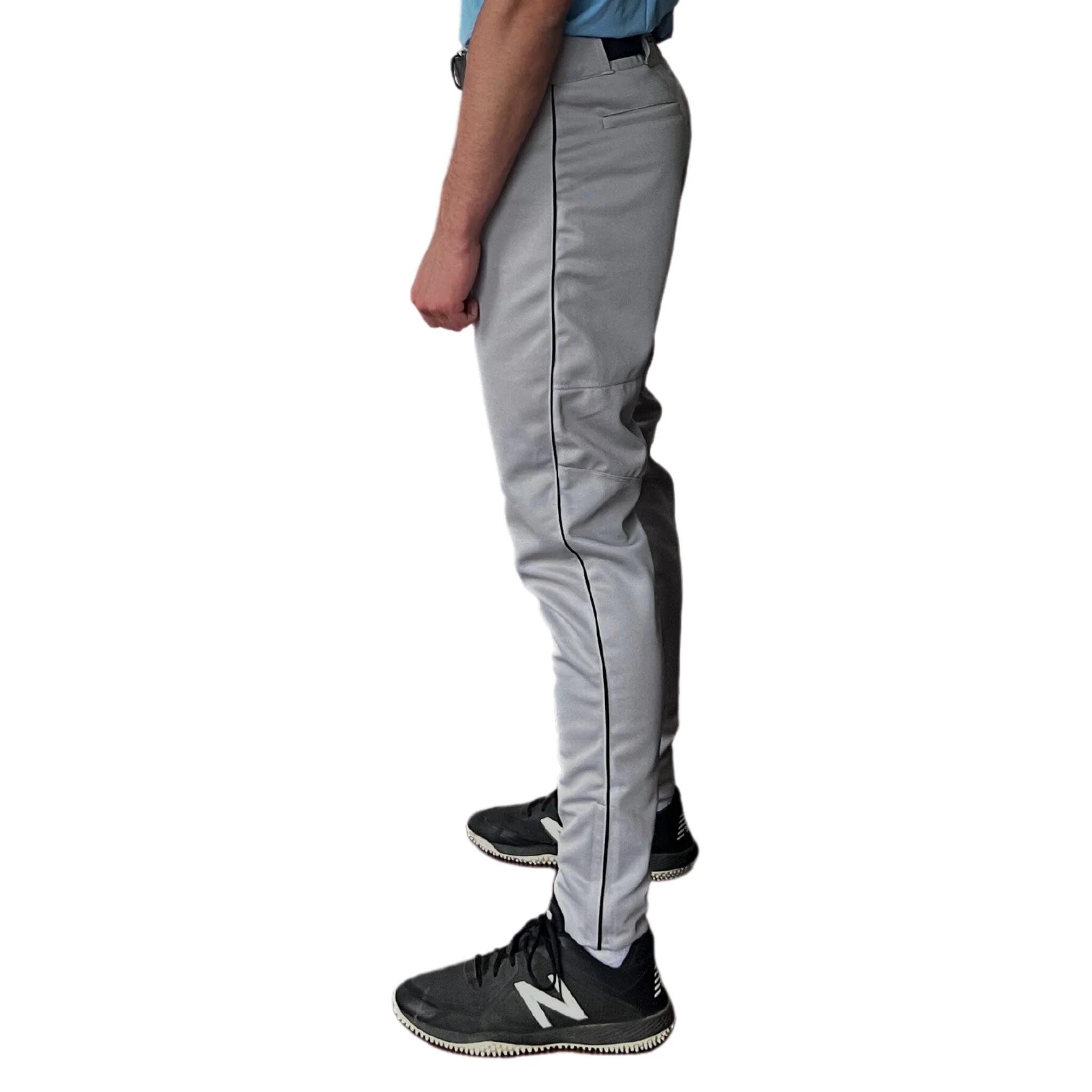 BRUCE BOLT Premium Pro Baseball Pant - GREY w/ Black Piping - LLBeanoutlets