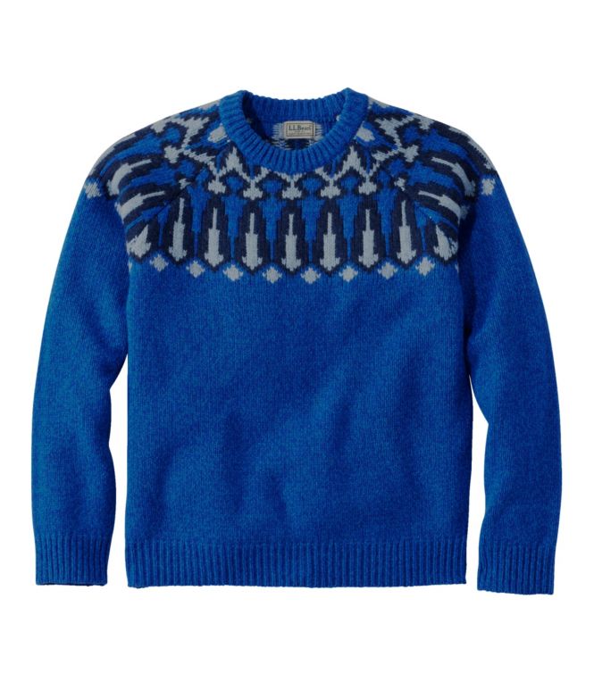 Men's Bean's Classic Ragg Wool Sweater, Crewneck, Yoke Fair Isle - LLBeanoutlets