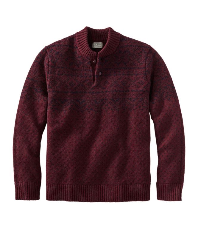 Men's L.L.Bean Classic Ragg Wool Fair Isle Henley Sweater - LLBeanoutlets