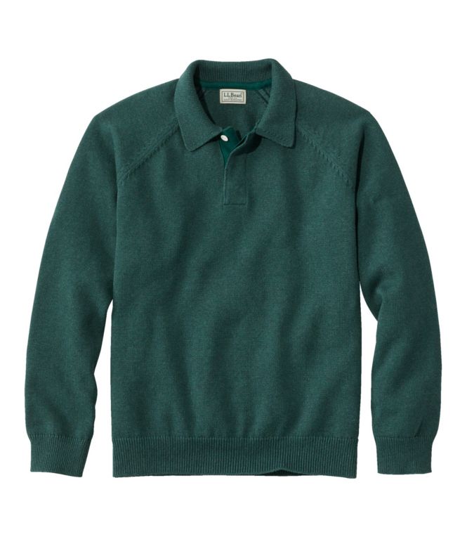 Men's Wicked Soft Cotton/Cashmere Sweater, Rugby Polo - LLBeanoutlets