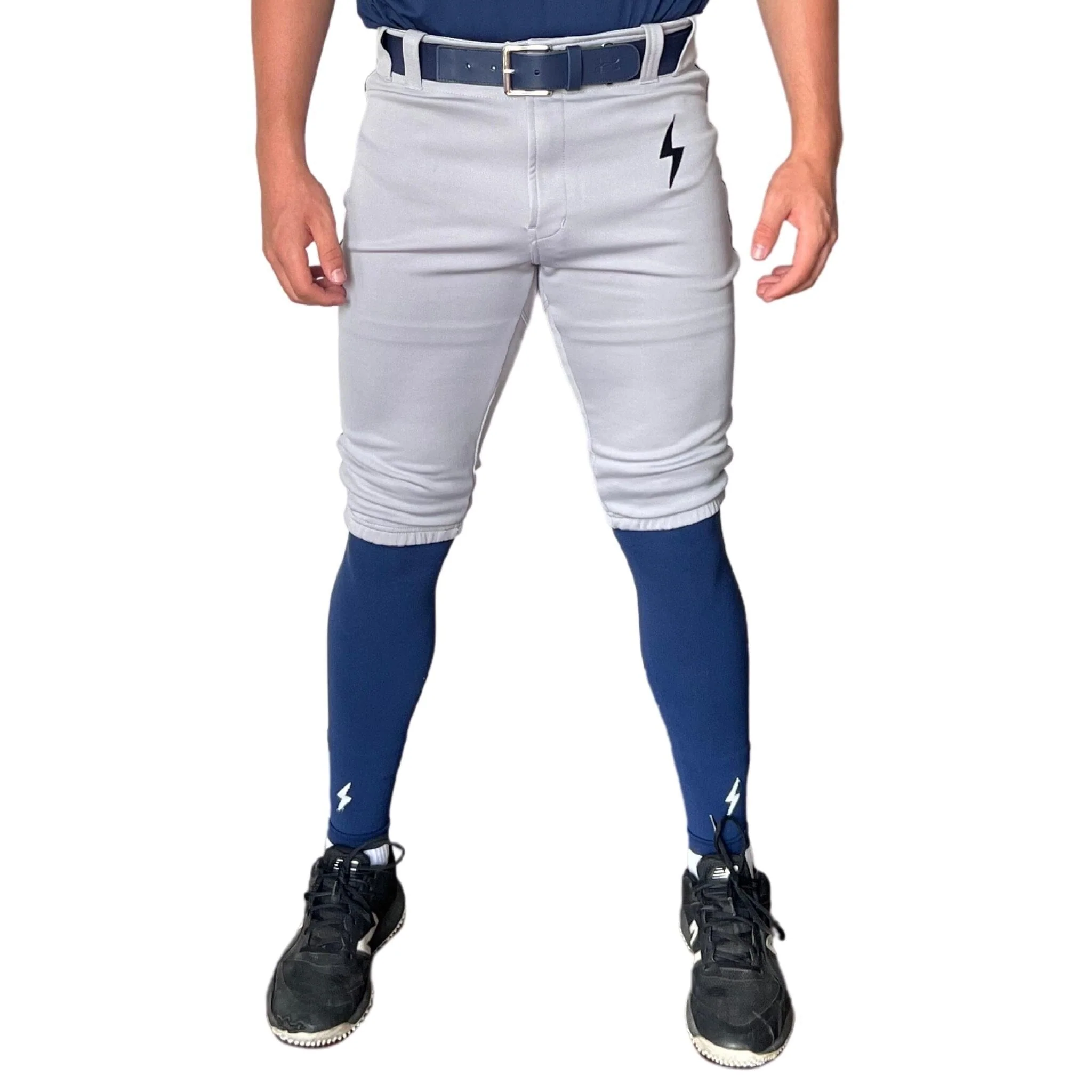 BRUCE BOLT Premium Pro Baseball Short - GREY w/ Navy - LLBeanoutlets