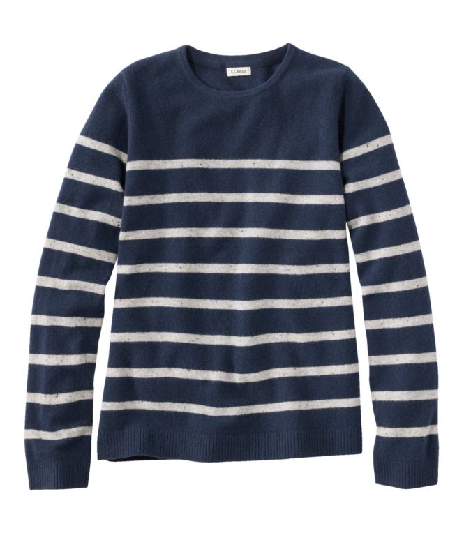 Women's Classic Cashmere Sweater, Crewneck Stripe - LLBeanoutlets