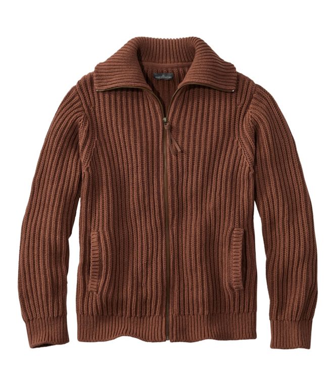 Men's Signature Organic Cotton Sweater, Funnel Neck, Full Zip - LLBeanoutlets