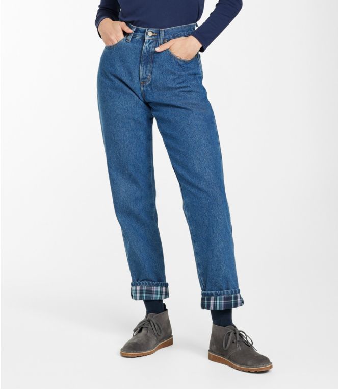 Women's Double L? Jeans, Ultra-High Rise Tapered Leg Flannel-Lined - LLBeanoutlets