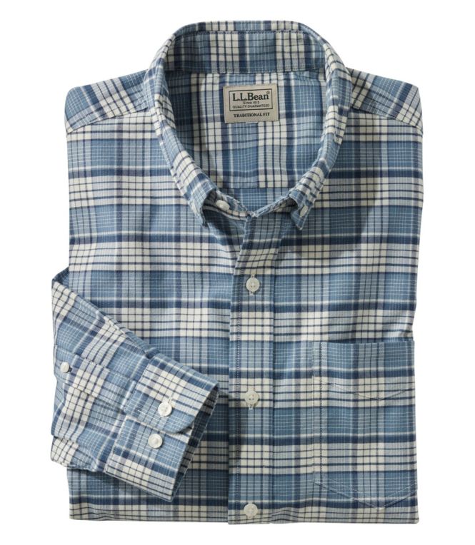Men's Comfort Stretch Oxford Shirt, Traditional Untucked Fit, Plaid - LLBeanoutlets