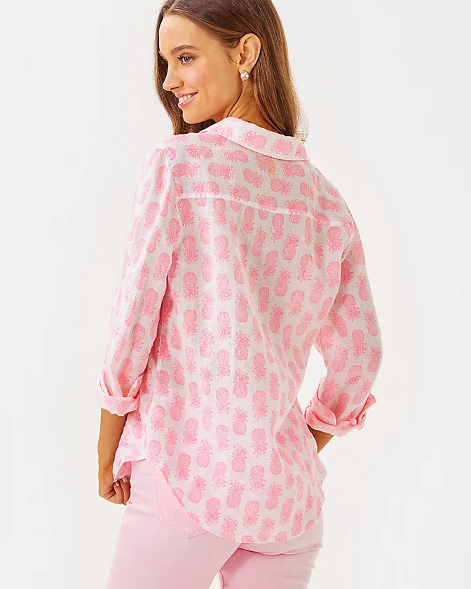 Sea View Linen Button Down Top - LLBeanoutlets