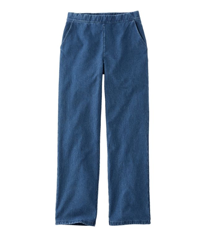 Women's Perfect Fit Pants, Denim Straight-Leg Fleece-Backed - LLBeanoutlets