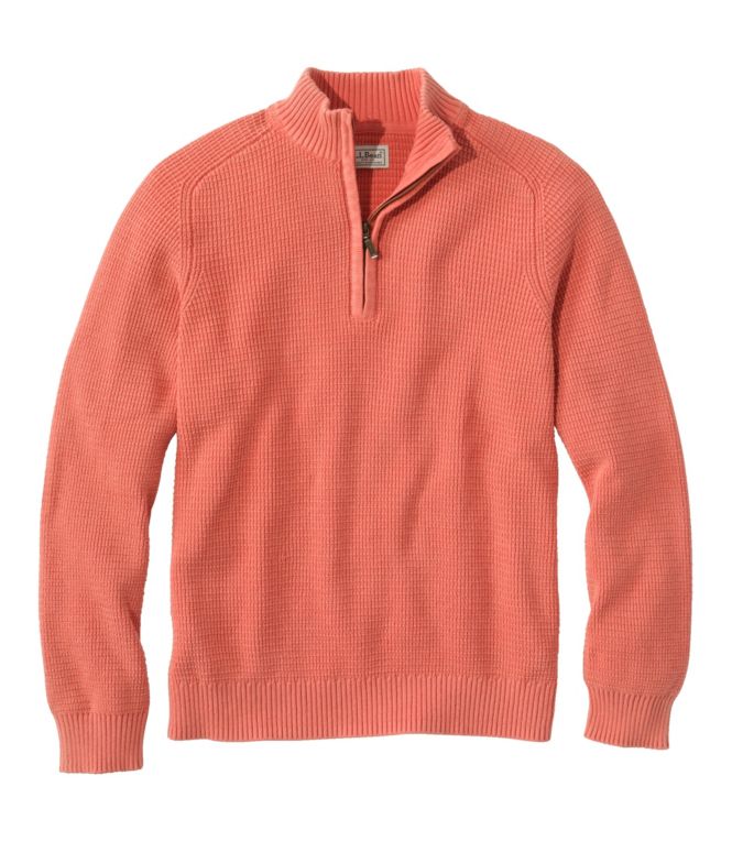 Men's Textured Washed Cotton Sweaters, Quarter-Zip - LLBeanoutlets