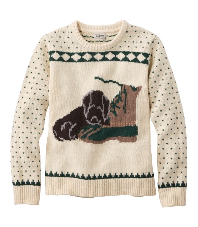 Women's Bean's Classic Ragg Wool Crewneck Intarsia Sweater - LLBeanoutlets