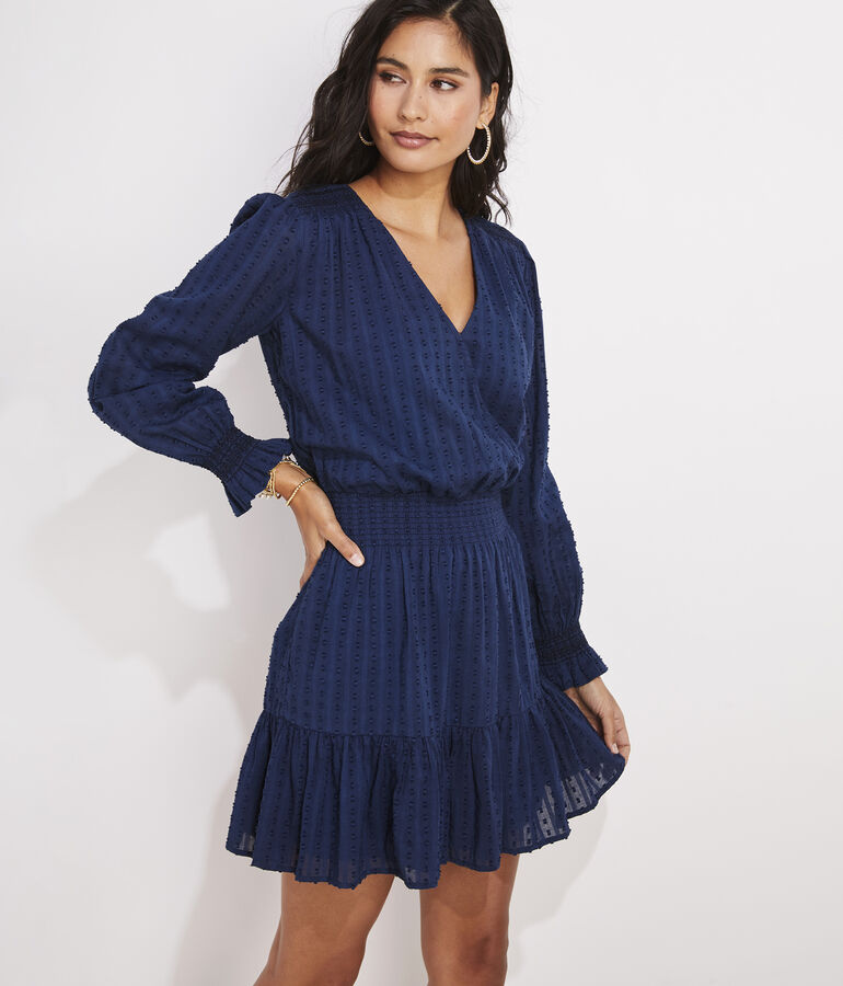Textured Smocked Wrap Dress - LLBeanoutlets