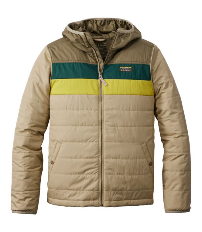 Men's Mountain Classic Puffer Hooded Jacket, Colorblock - LLBeanoutlets