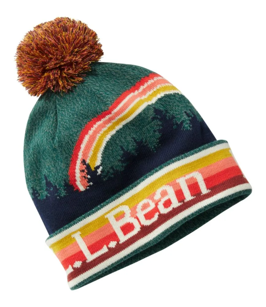Kids' L.L.Bean Pom Hat, Scenic Stripe - LLBeanoutlets