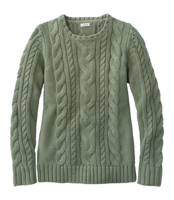Women's Double L® Cable Sweater, Crewneck - LLBeanoutlets