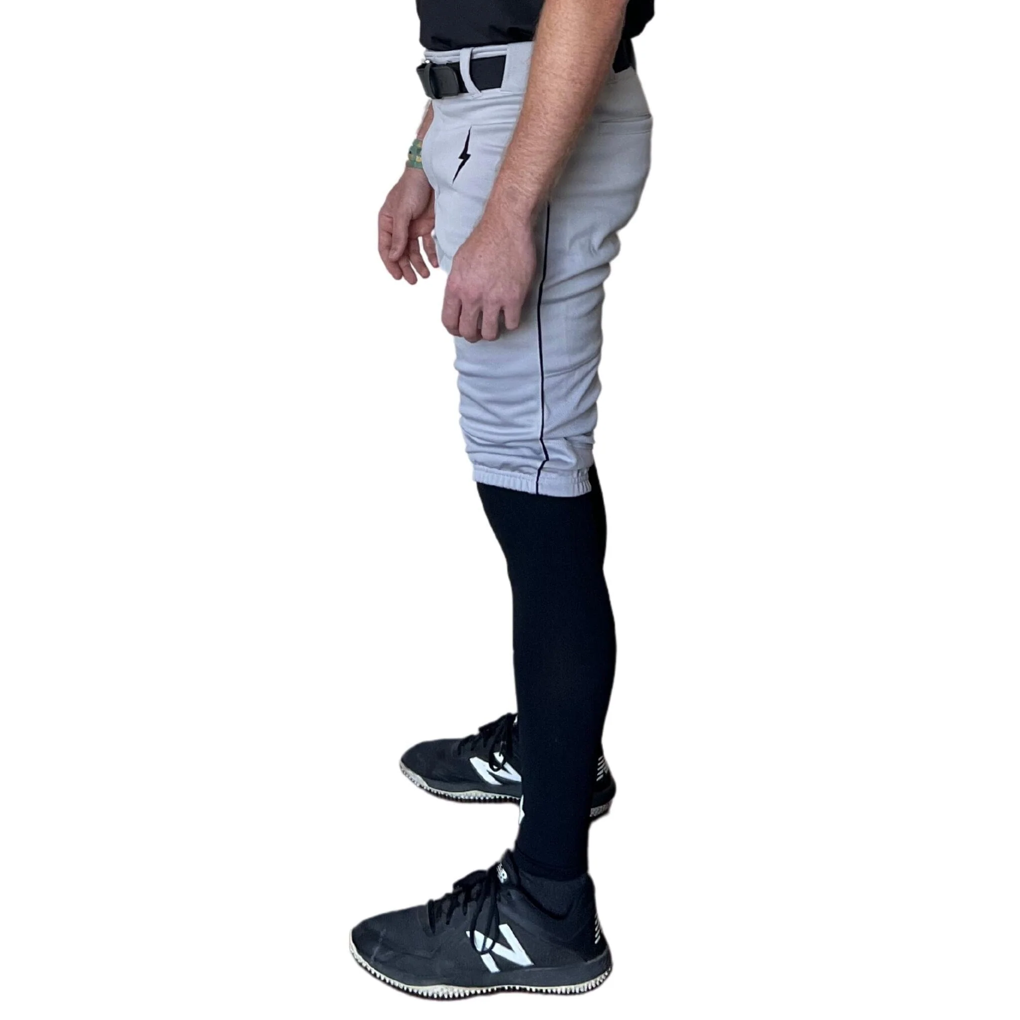 BRUCE BOLT Premium Pro Baseball Short - GREY w/ Black - LLBeanoutlets