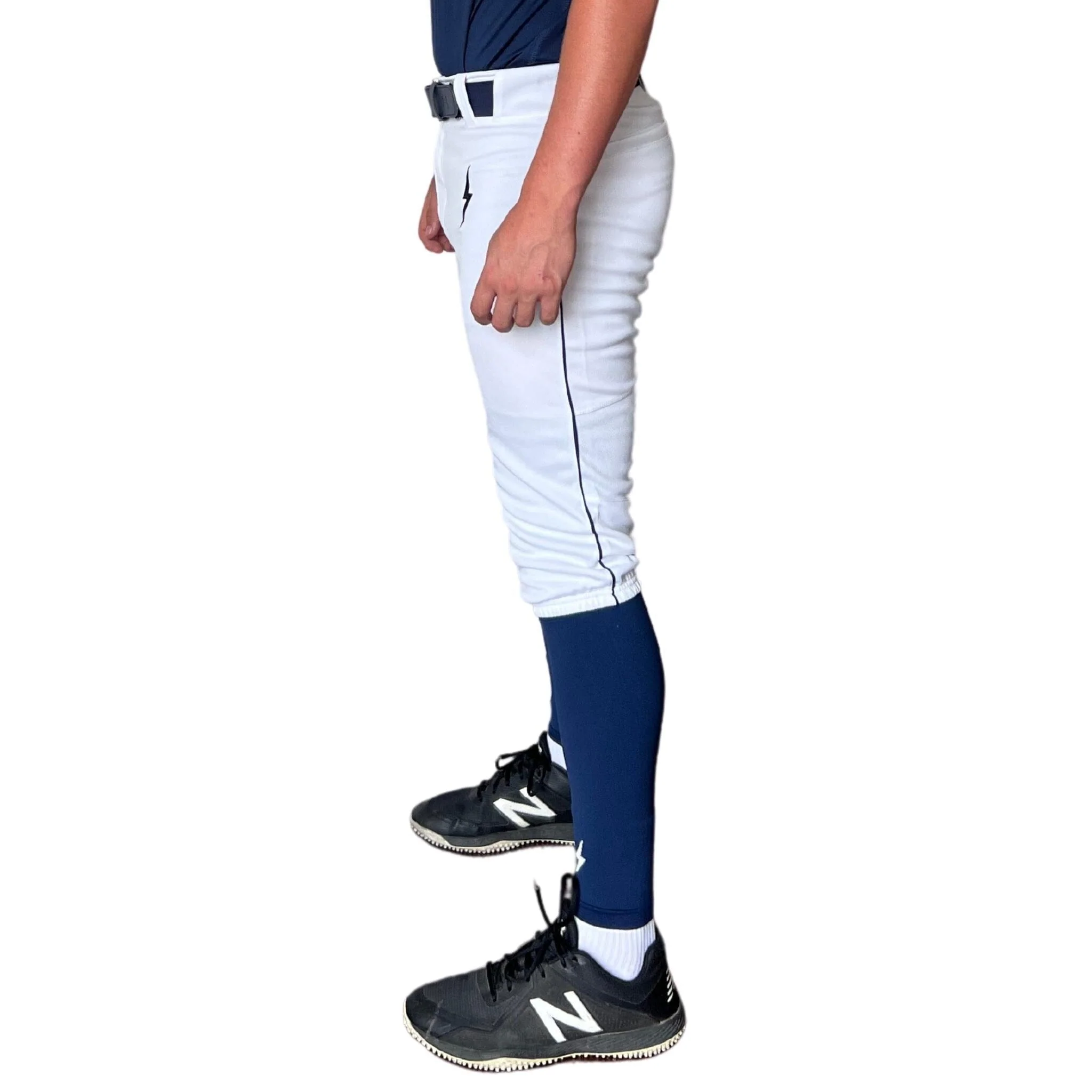 BRUCE BOLT Premium Pro Baseball Knicker - WHITE w/ Navy - LLBeanoutlets
