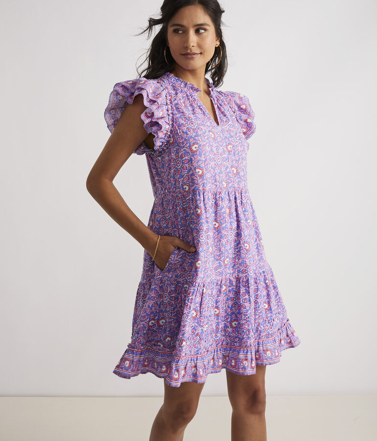 Katama Tile Tiered Ruffle Dress - LLBeanoutlets
