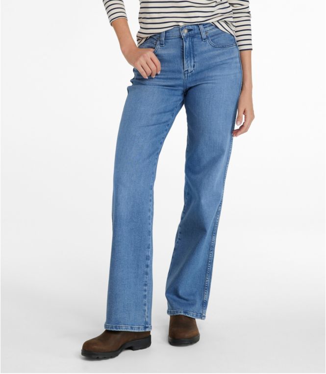 Women's L.L.Bean Everyday Stretch Jeans, High-Rise Relaxed Wide-Leg - LLBeanoutlets