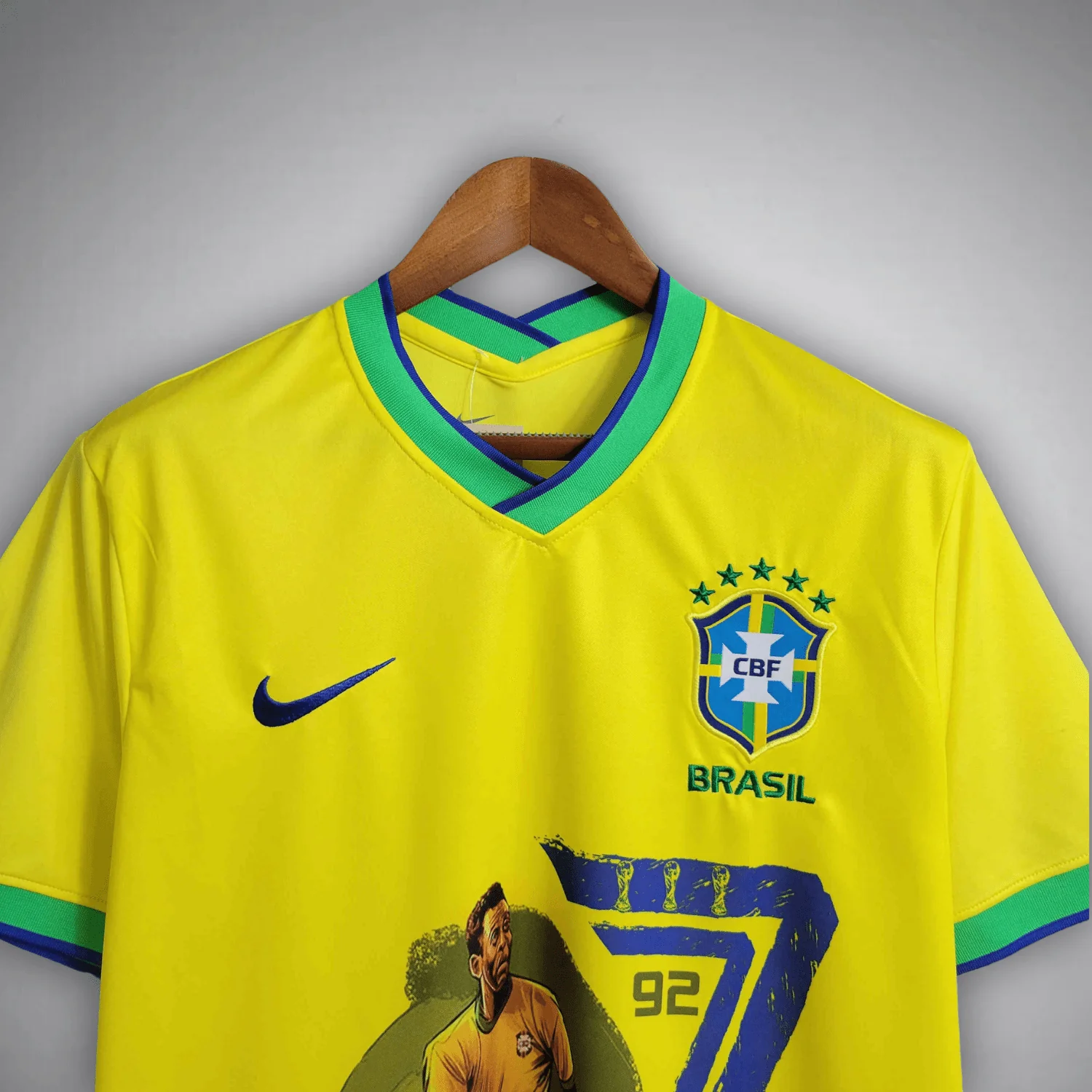 Brazil Pelé 77/92 Yellow Graphic Football Shirt