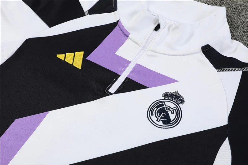 Real Madrid Galactico Geometric Top & Dark Two-Piece Tracksuit