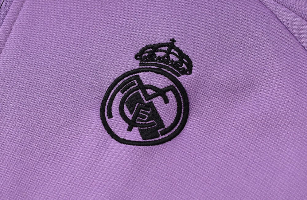 Real Madrid Purple Hooded Top & White Two-Piece Tracksuit