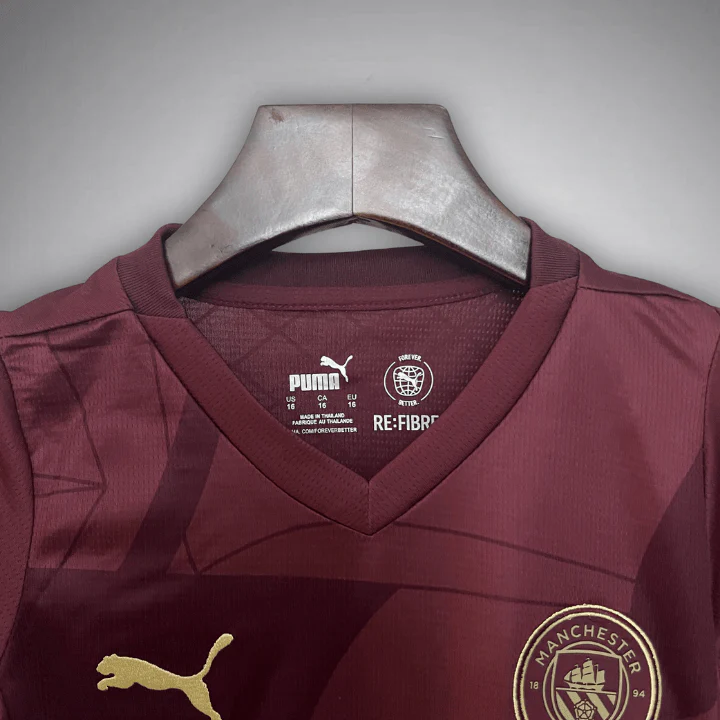 Manchester City 2024/25 Burgundy Third Kids Kit