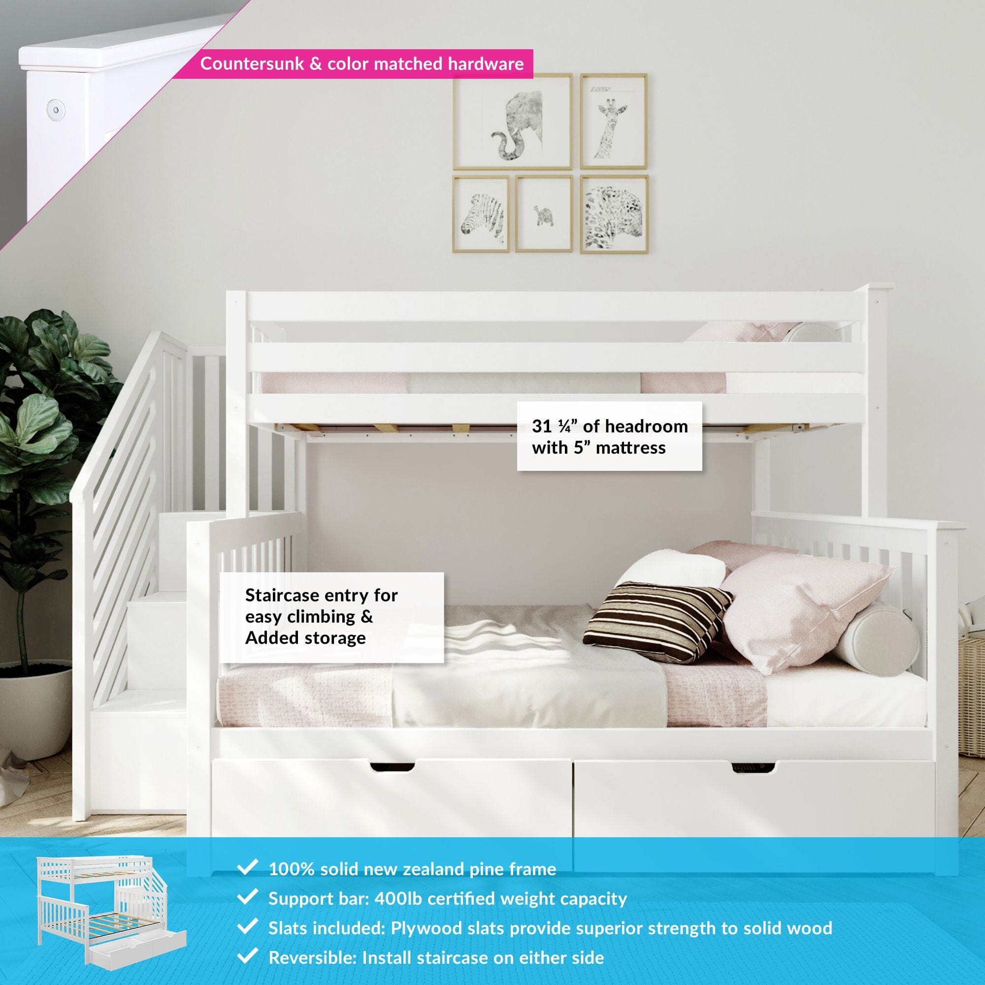 đStore Closing SaleđTwin over Full Staircase Bunk with Storage Drawers