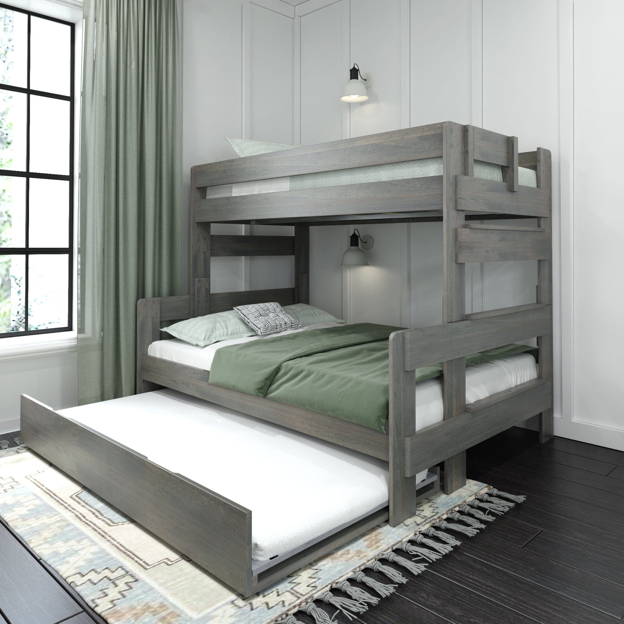 đStore Closing SaleđModern Farmhouse Twin over Full Bunk Bed with Trundle