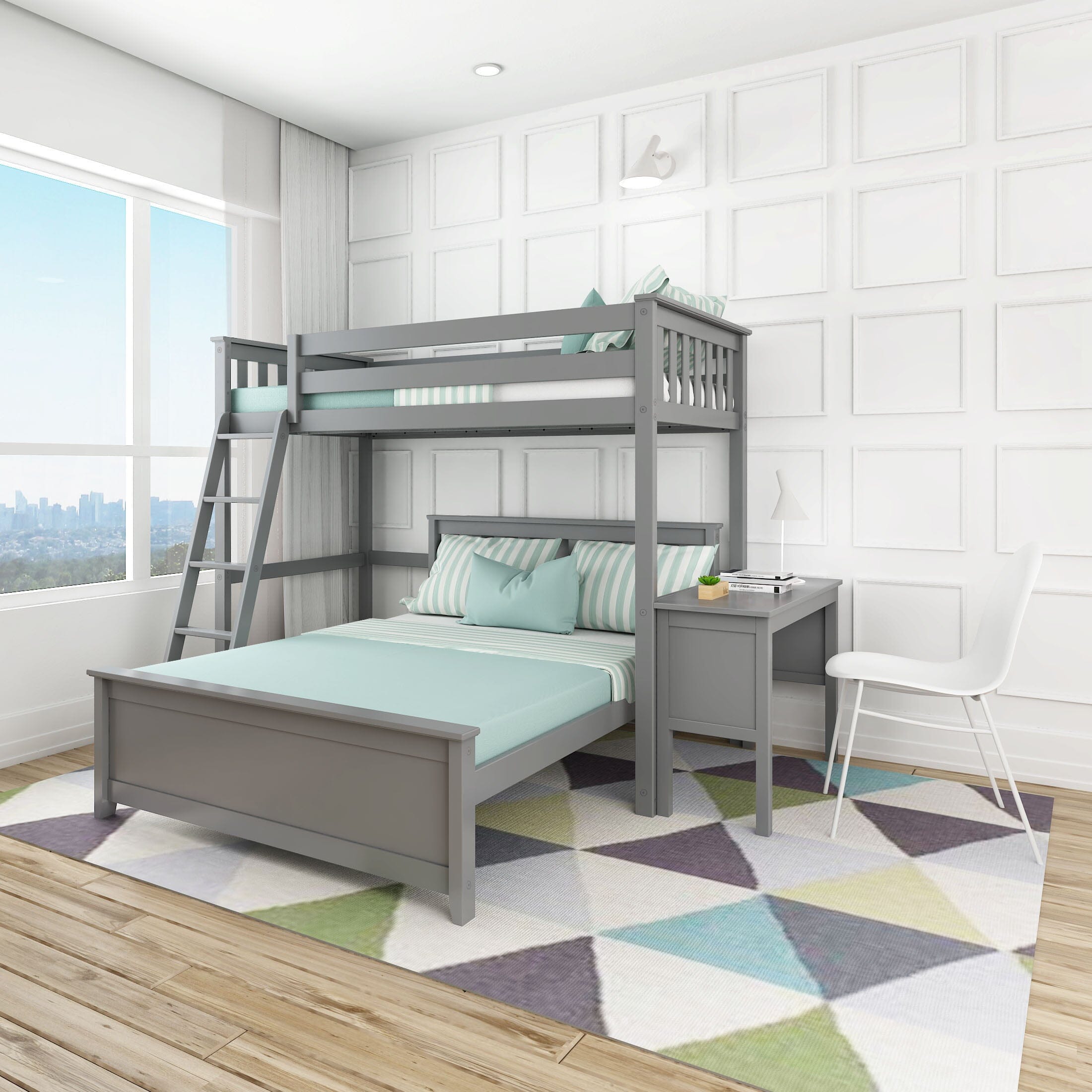 đStore Closing SaleđTwin over Full L-Shaped Bunk Bed with Desk