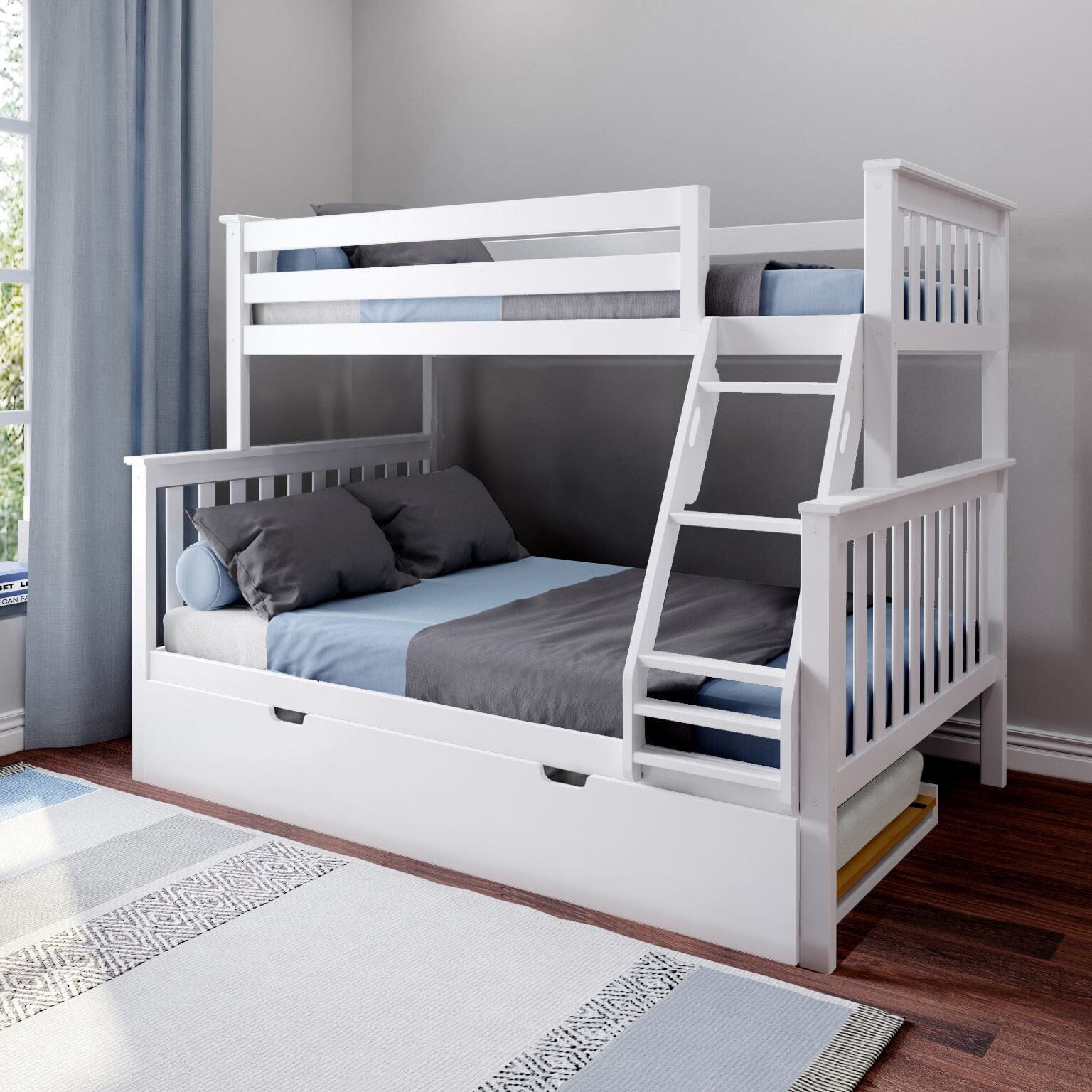 đStore Closing SaleđKids Solid Wood Twin-Over-Full Bunk Bed + Trundle Bed