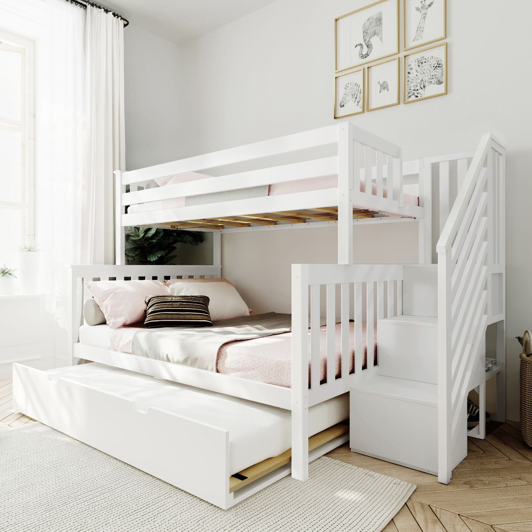 đStore Closing SaleđTwin Over Full Staircase Bunk with Trundle