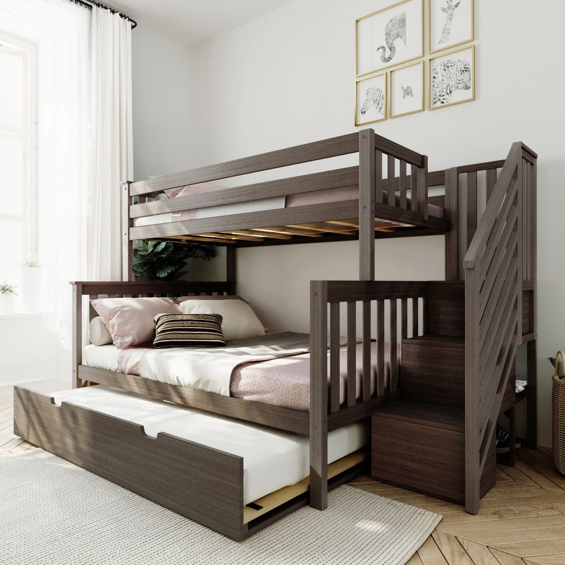 đStore Closing SaleđTwin Over Full Staircase Bunk with Trundle