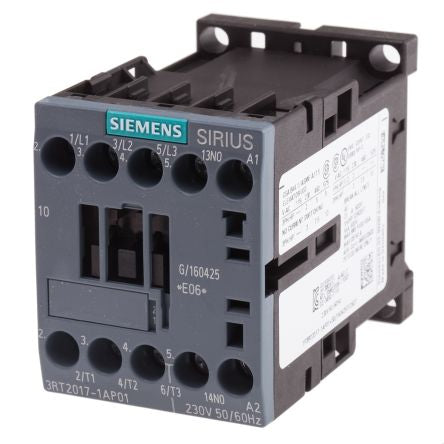 Siemens Sirius Innovation 3RT2017-1AP01 3 Pole Contactor, 3NO, 12 A, 5.5 kW, 230 V ac Coil