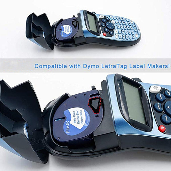 Compatible 12mm x 4m White Plastic Letratag tape 91201