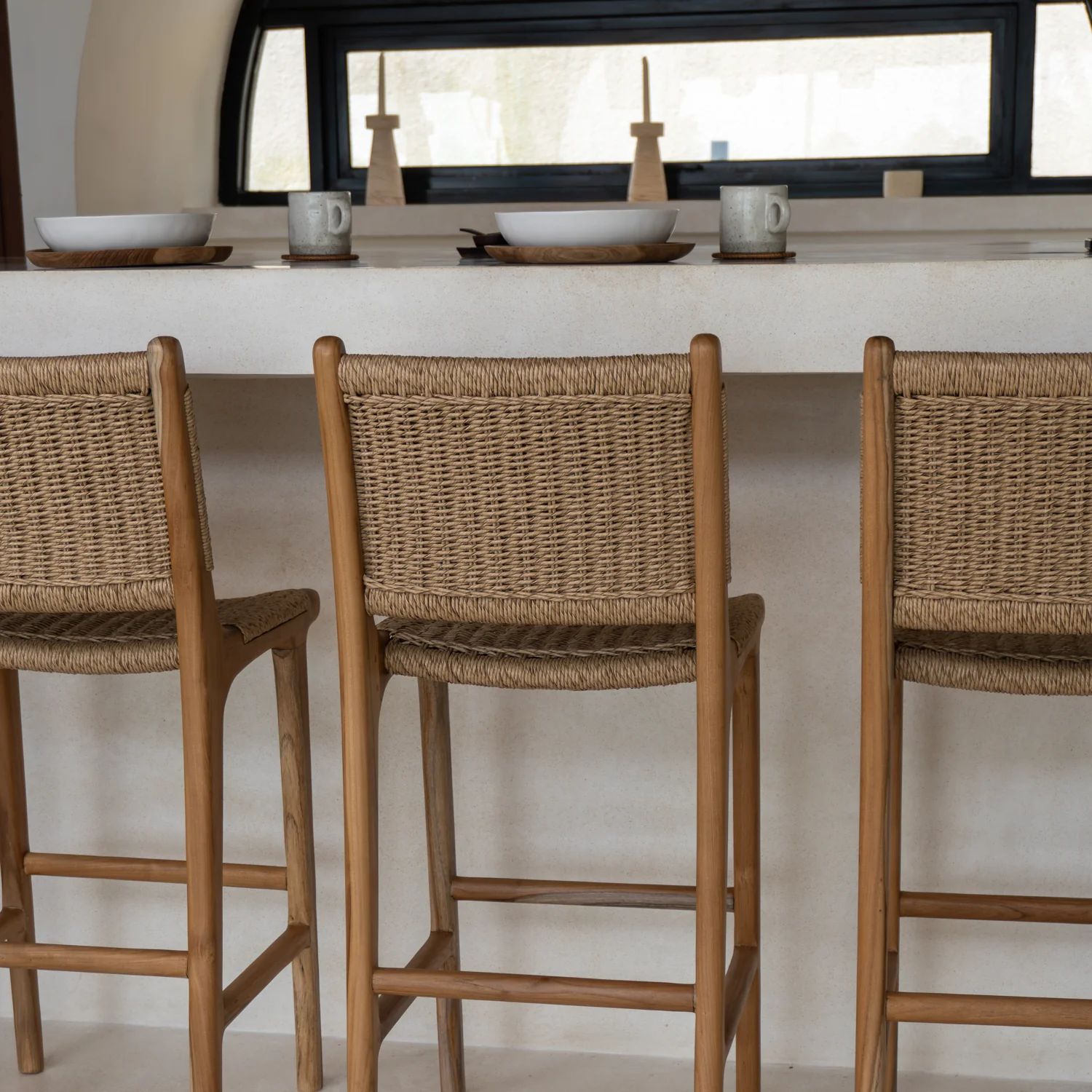 Zara Teak & Rattan Bar Stool