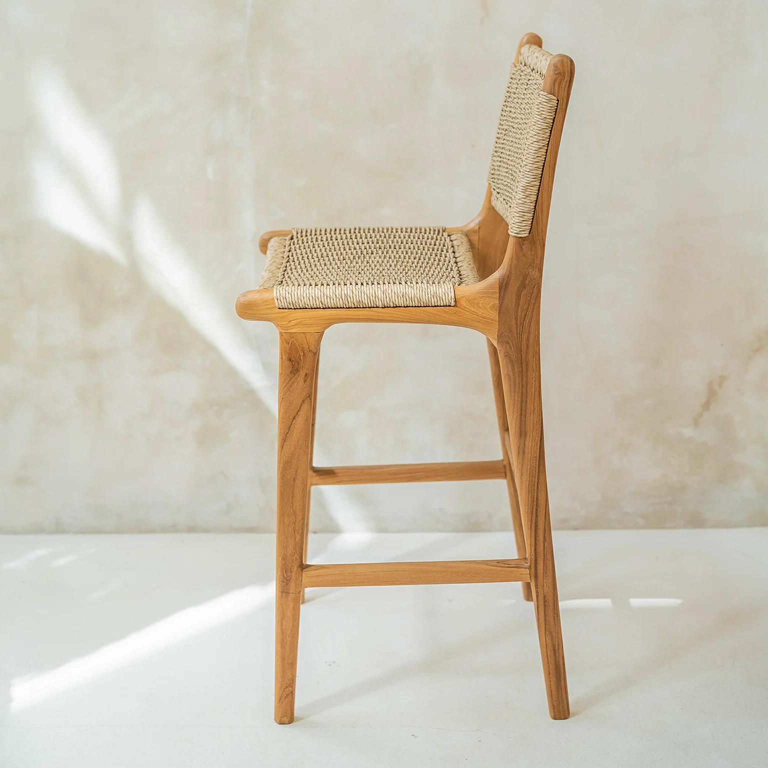 Zara Teak & Rattan Bar Stool