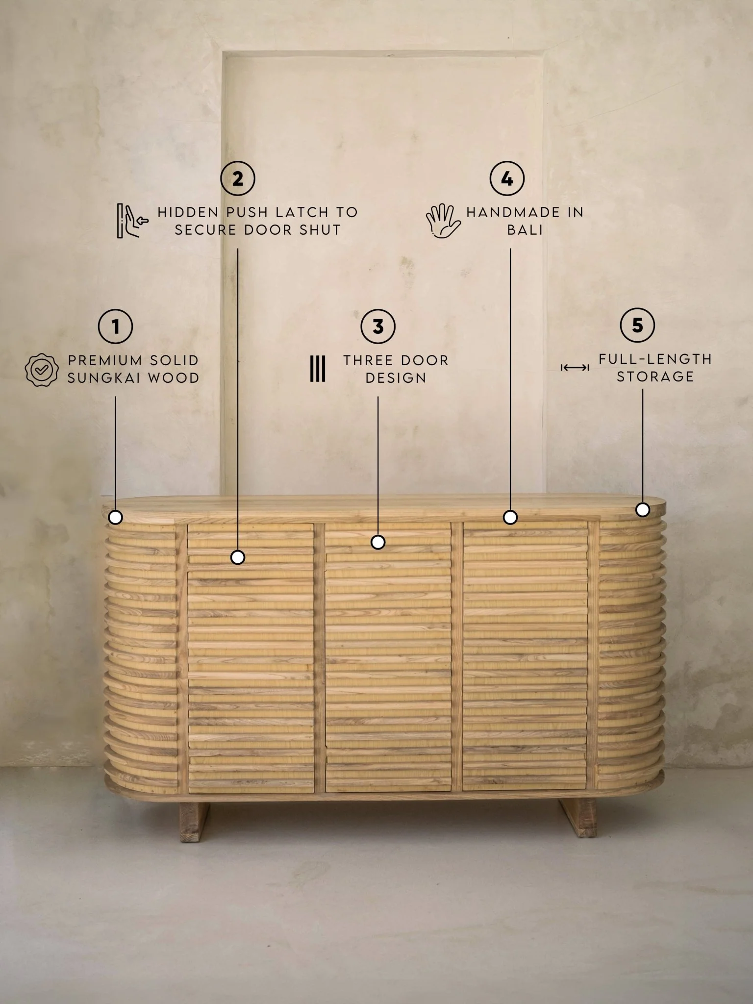 Jiva Wooden Sideboard Cabinet