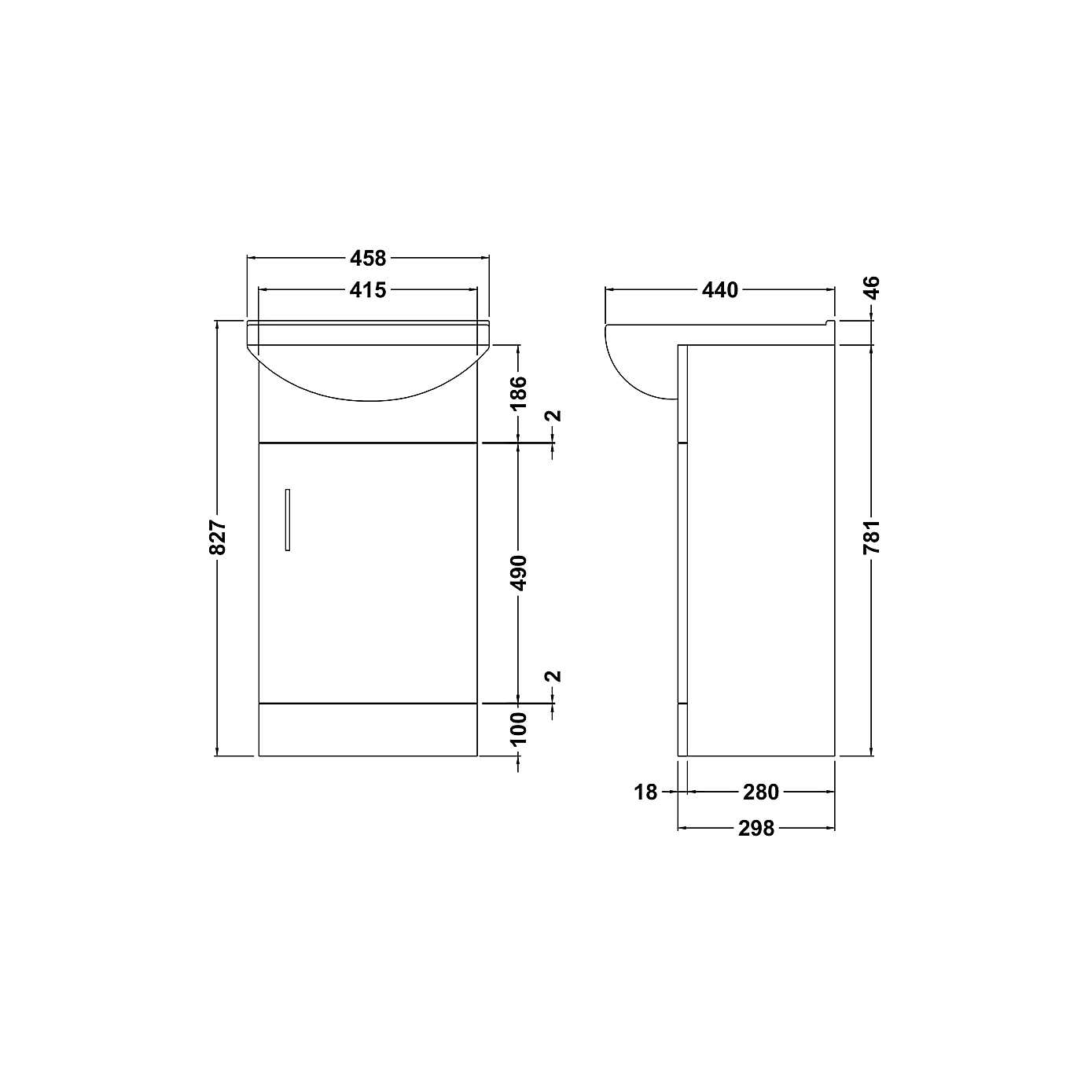Mayford 1 Door Vanity Unit with Square Basin