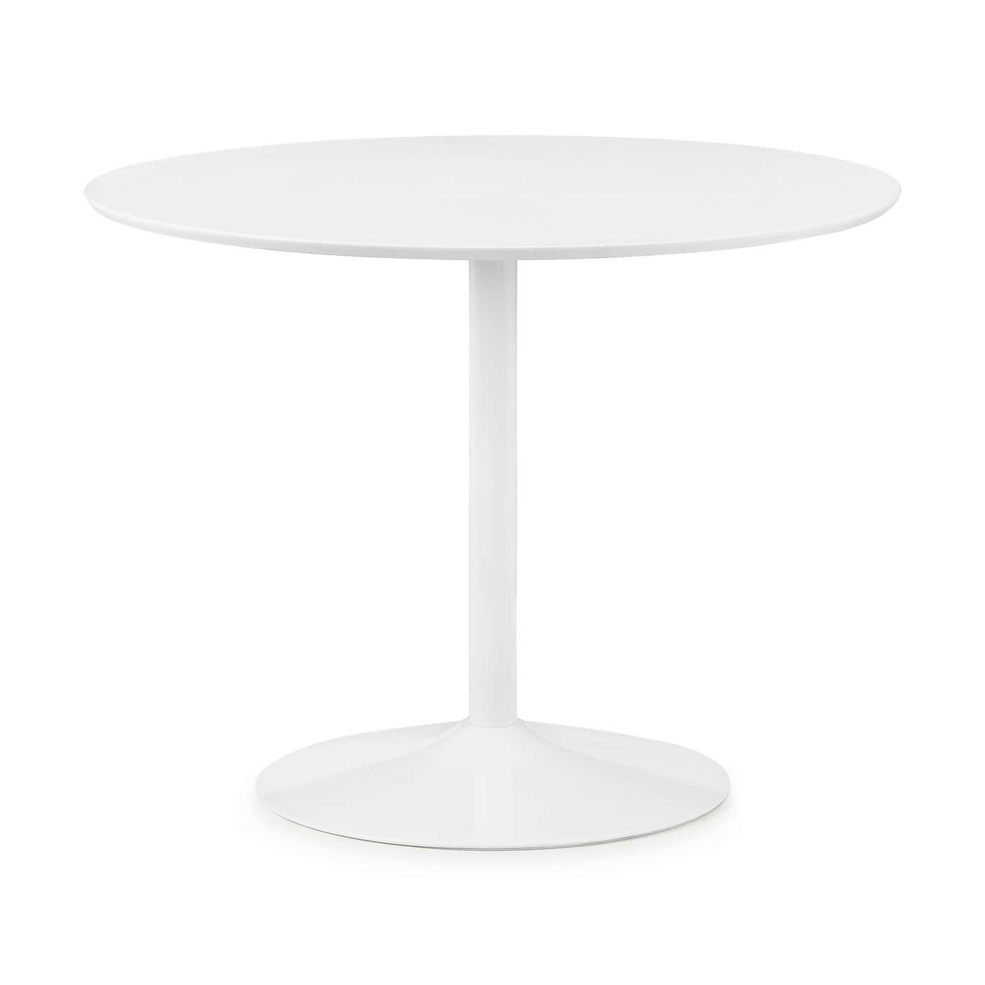 Blanco Round White Pedestal Dining Table with 4 Casa Dining Chairs